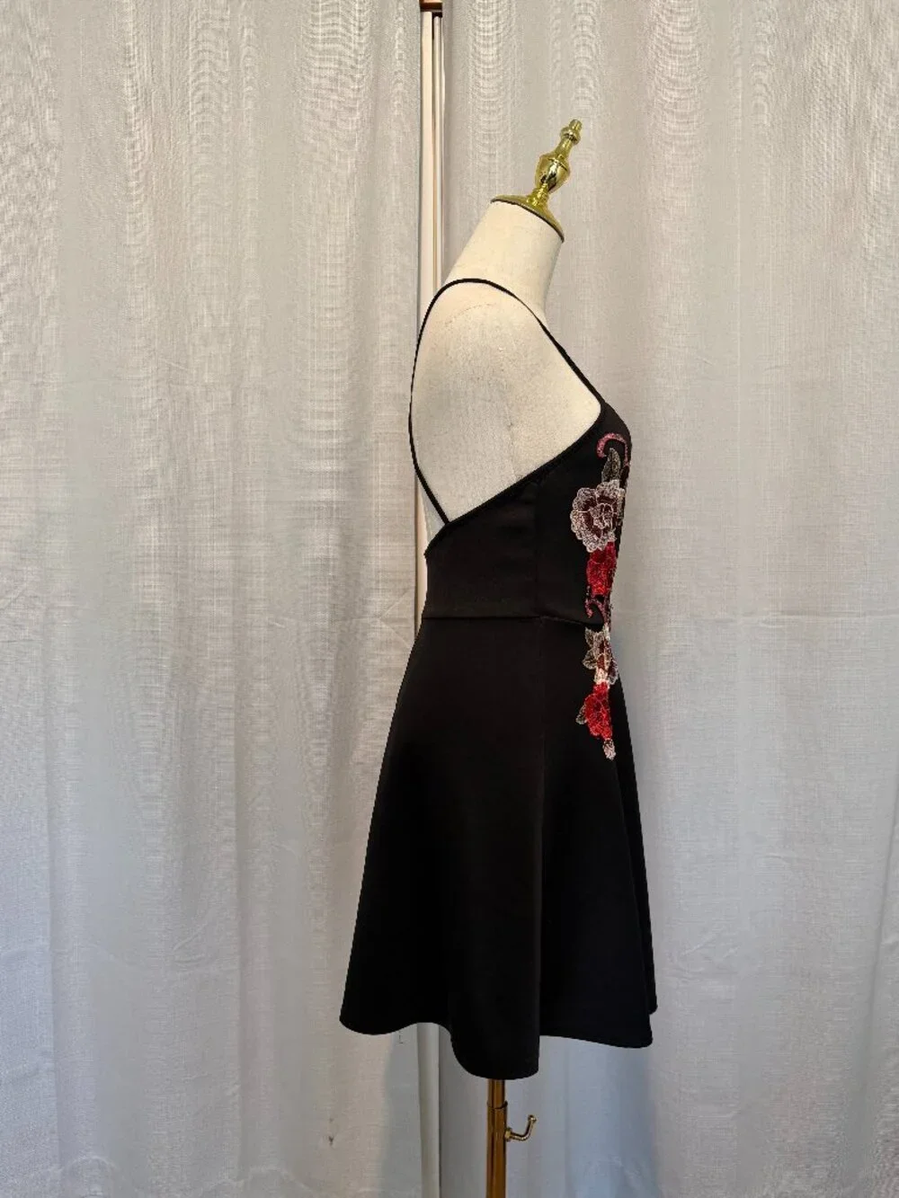 Charlotte Russe Y2K Floral Applique Mini Dress Black Small - Picture 4 of 8